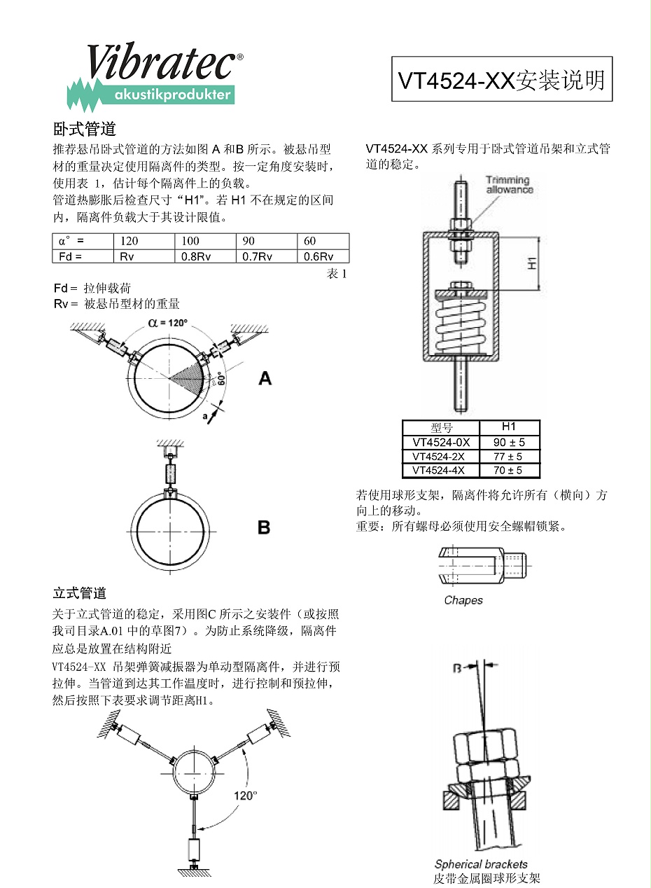 VT4524-4X吊架彈簧減振器
