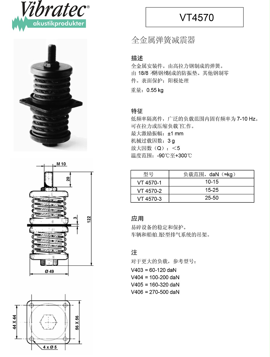 VT4570全金屬彈簧減震器